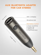 MaedHawk Aux Bluetooth 5.3 Adapter Auto, Drahtloser Bluetooth Empfänger Mini Adapter AUX Für Stereo/Kabelgebundene Kopfhörer, Freisprechgespräche, Dual-Verbindung