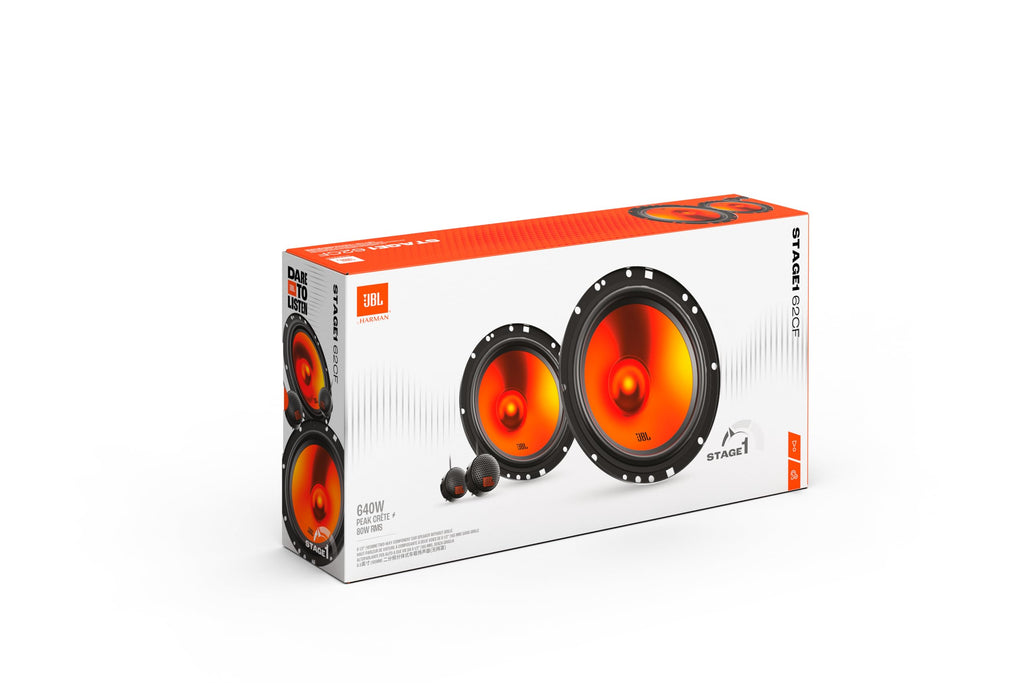 JBL Stage1 GEN2 62CF Komponenten Lautsprecher Auto 165mm (6,5 Zoll): von Harman Kardon Car HiFi mit 80W RMS und 640W Max Component Auto Boxen Set mit 2 Tieftöner + 2 Hochtöner