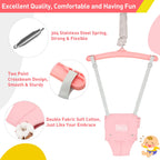 FUNLIO 2-in-1 Schaukeln Set und Baby Türhopser für Kleinkinder, Schaukelset für Kinder mit 4 Sandsäcken, Faltbarer Metallständer für drinnen und draußen, einfach zu montieren und aufzubewahren - Rosa