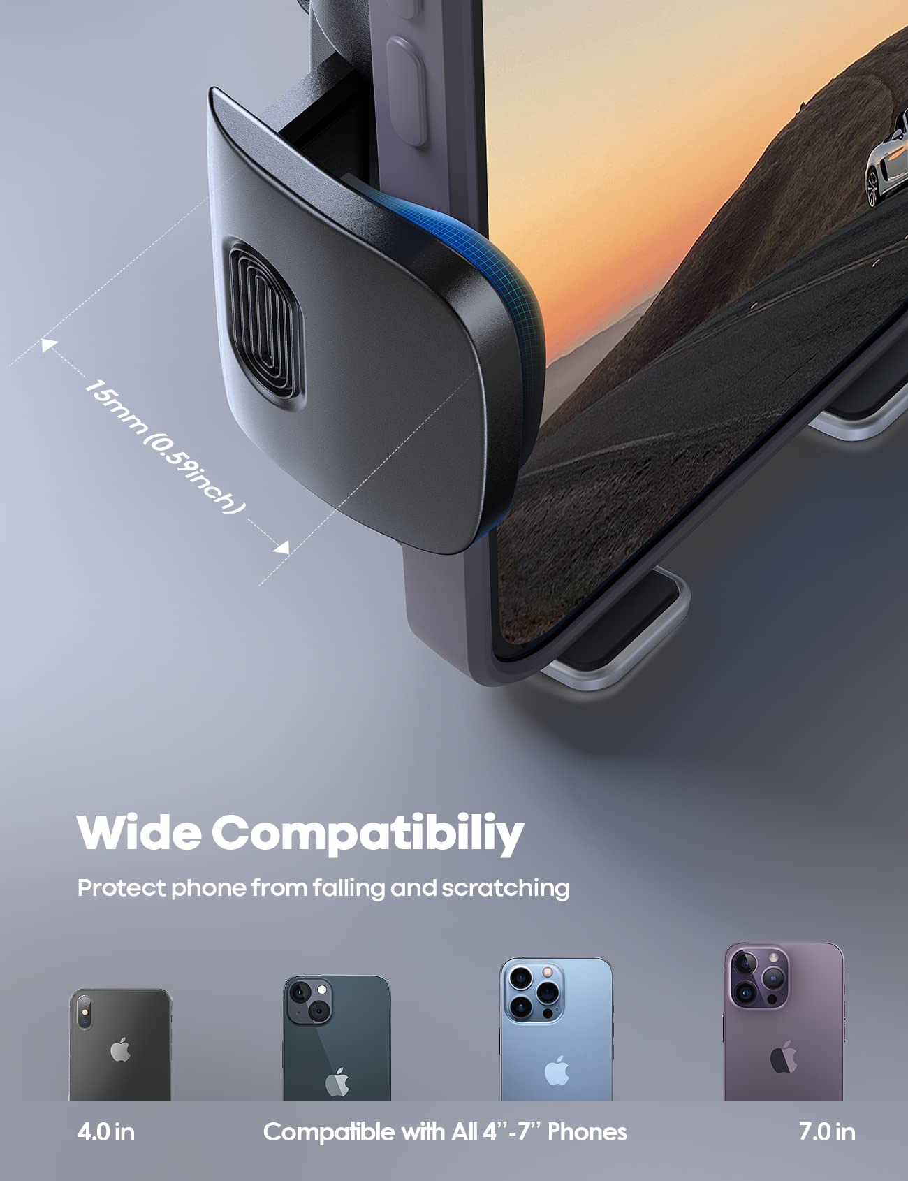 Lamicall Handyhalterung Auto, Handy Autohalterung - [2026 Federclip] Universal Lüftung Handyhalter Auto, 360 Grad Vent KFZ Halterung für iPhone 17/16/15/14/13 Pro Max Plus, Samsung 4-7 Zoll Smartphone