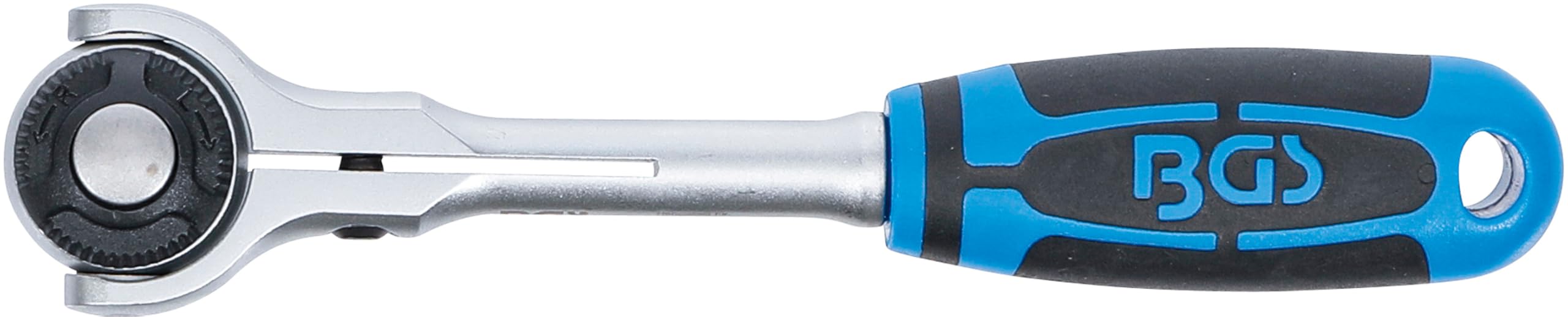 BGS 112 | Umschaltknarre mit Kugelkopf | feinverzahnt | 6,3 mm (1/4") | Schwenkkopf | ergonomisch | rutschfest | Knarre | Ratsche