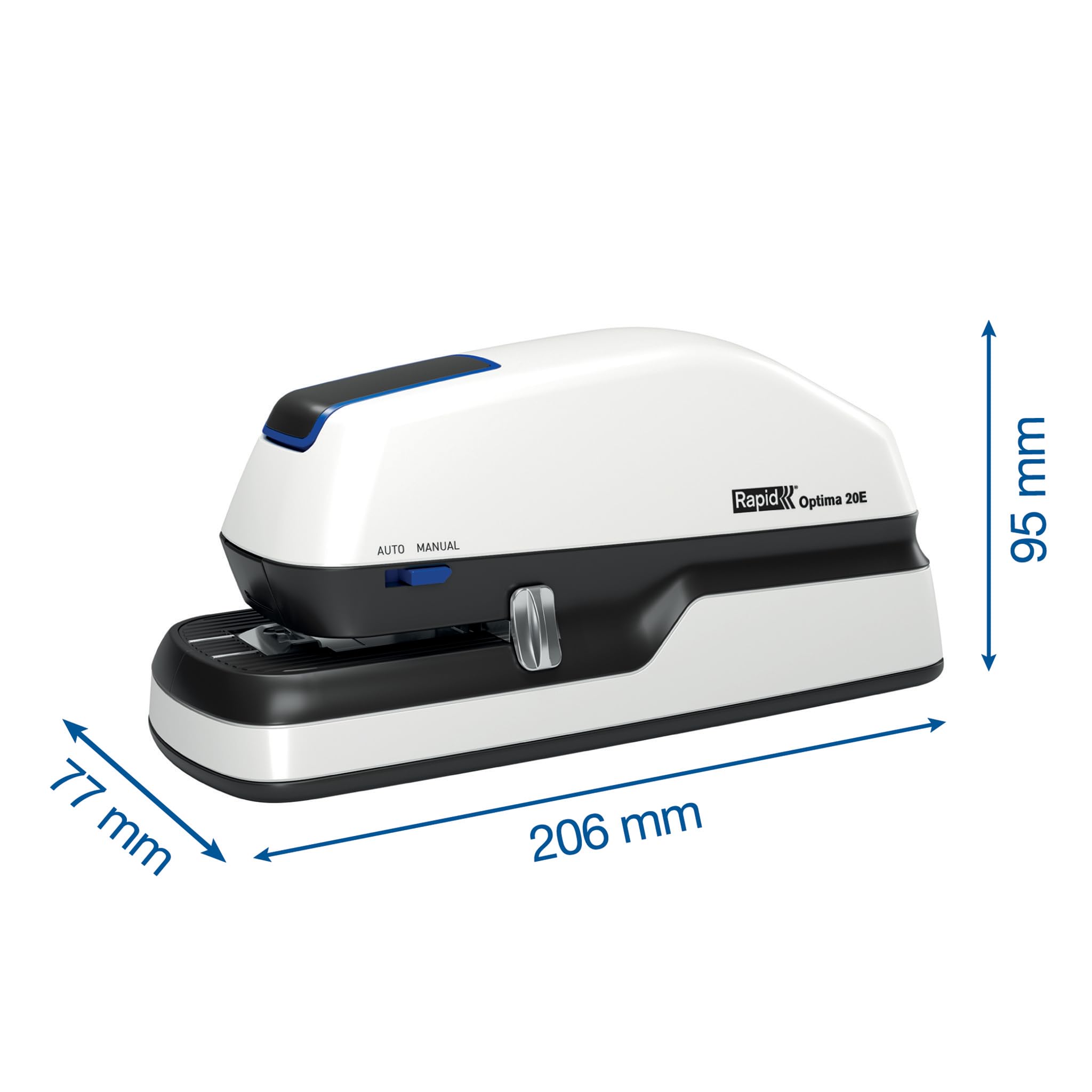 Rapid Optima 20E Elektrischer Tacker, Set aus Tacker und 1000 x Heftklammern, Kapazität 20 Blatt, mit LED-Anzeige, ideal für Büro und Home Office, 5 Jahre Garantie, Weiß, 2102351