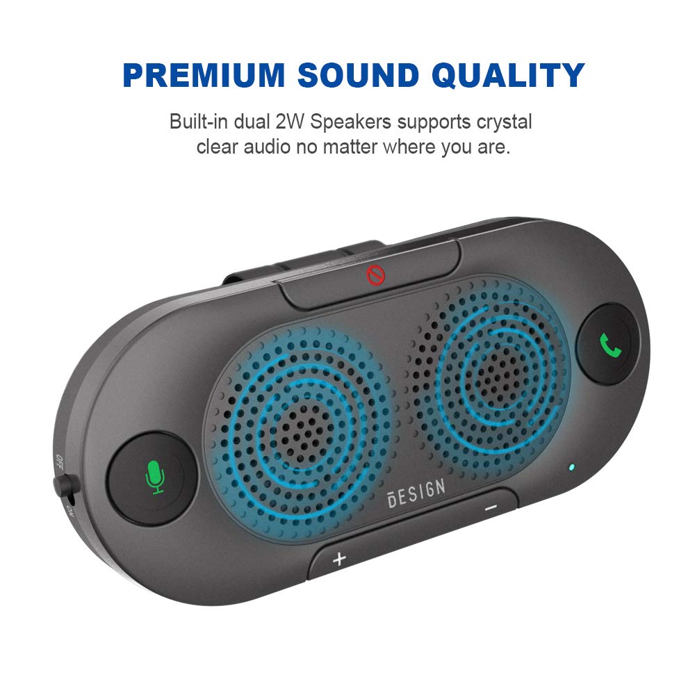 BESIGN BK06 Kfz Bluetooth V5.0 Freisprechanlage Visier Auto Kit, verbindet mit Siri & Google Assistant, Auto EIN Aus, Wireless Freisprecheinrichtung für Auto