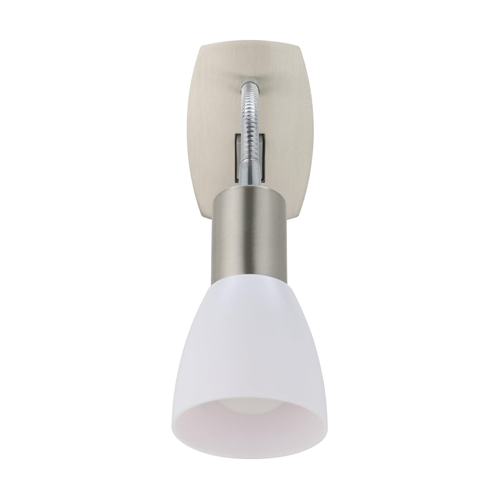 EGLO Steckdosenspot Dakar 3, Steckerleuchte, Steckdosenlampe aus Metall in Nickel-matt, Chrom und Kunststoff in Weiß, Lampe mit Schalter, E14 Fassung