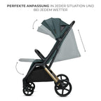 Kinderkraft LOOM Kompakter und leichter Buggy, automatisches Zusammenklappen, große pannensichere Räder, verstellbare Rückenlehne, ab Geburt bis 22 kg, Grün