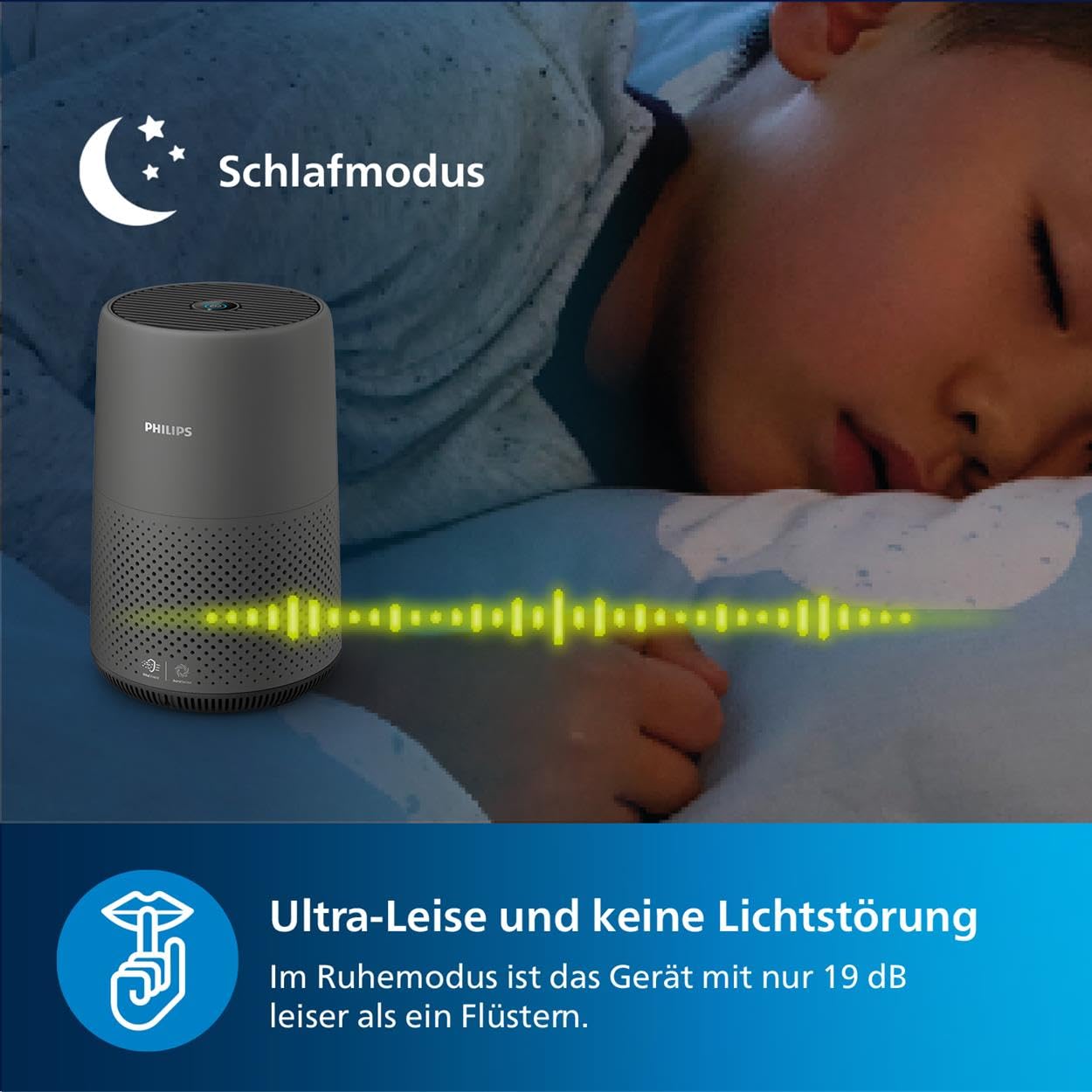 Philips Haushaltsgeräte 800i-Serie Kompakt-Luftreiniger, 49m2, HEPA- & Aktivkohlefilter, Entfernt Bis Zu 99,5% Der Viren & Aerosole Aus Der Luft (1), Schwarz (AC0850/11)