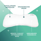 KOALA BABYCARE Babykissen Plagiozephalie bis 36 Monaten, abnehmbar für das Kinderbettchen. Hilft bei der Vorbeugung und Behandlung vom Plattkopfsyndrom, in Memory Foam - Registriertes Design KBC®