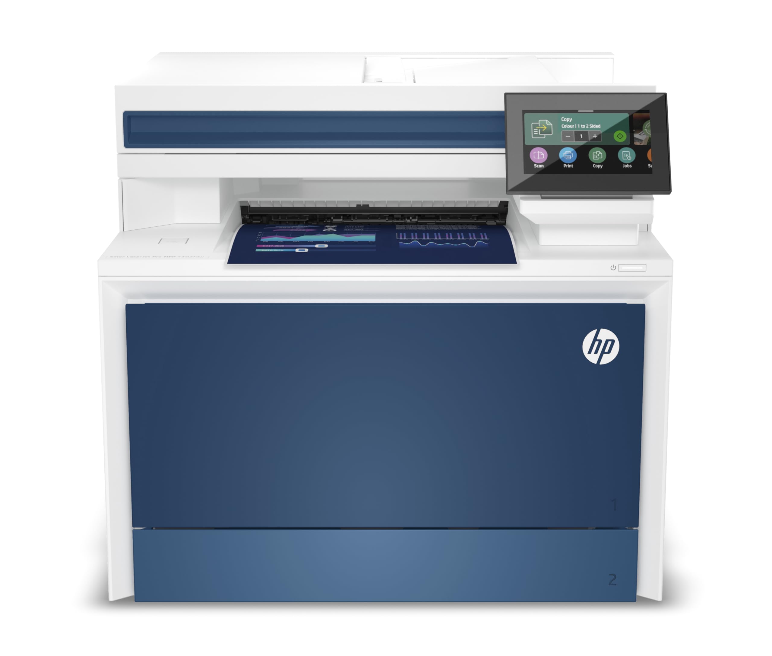 HP Color LaserJet Pro MFP 4302fdw Multifunktions-Farblaserdrucker, Automatischer beidseitiger Druck, Wi-Fi, Fax, Hohe Druckgeschwindigkeit, Bis zu 50.000 S./Monat, Wolf Pro Security