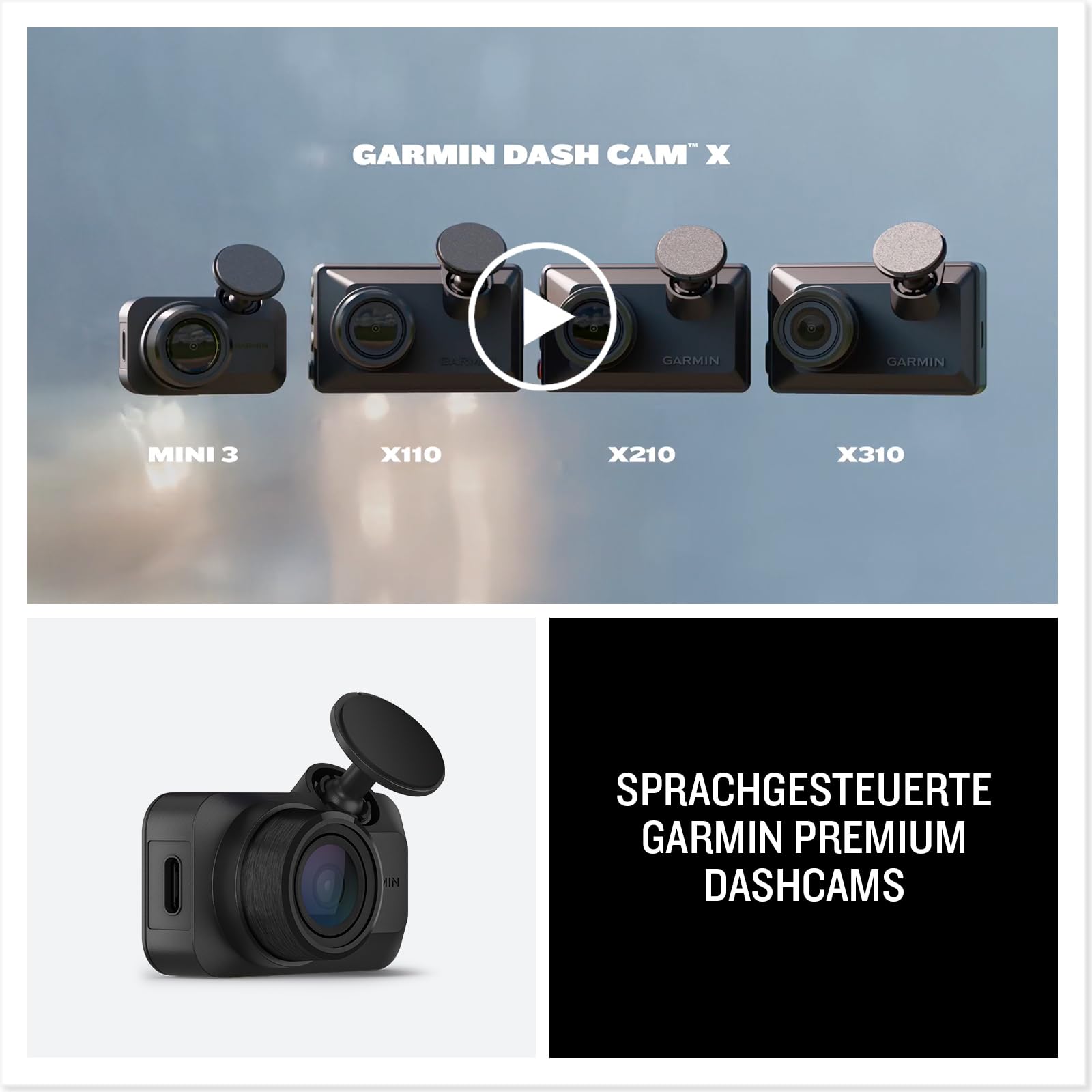 Garmin Dash Cam™ Mini 3 - kleine Dash Cam mit 1.080p HD-Auflösung, 140° Bildwinkel, Garmin Clarity Polfilter und automatischer Unfallerkennung