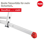 Hailo S100 ProfiLOT 3-teilige Alu-Kombileiter mit LOT-System - gleicht Unebenheiten aus - 2 x 9 + 1 x 8 profilierte Sprossen belastbar bis 150 kg - Aluleiter made in Germany - Leiter rostfrei - silber