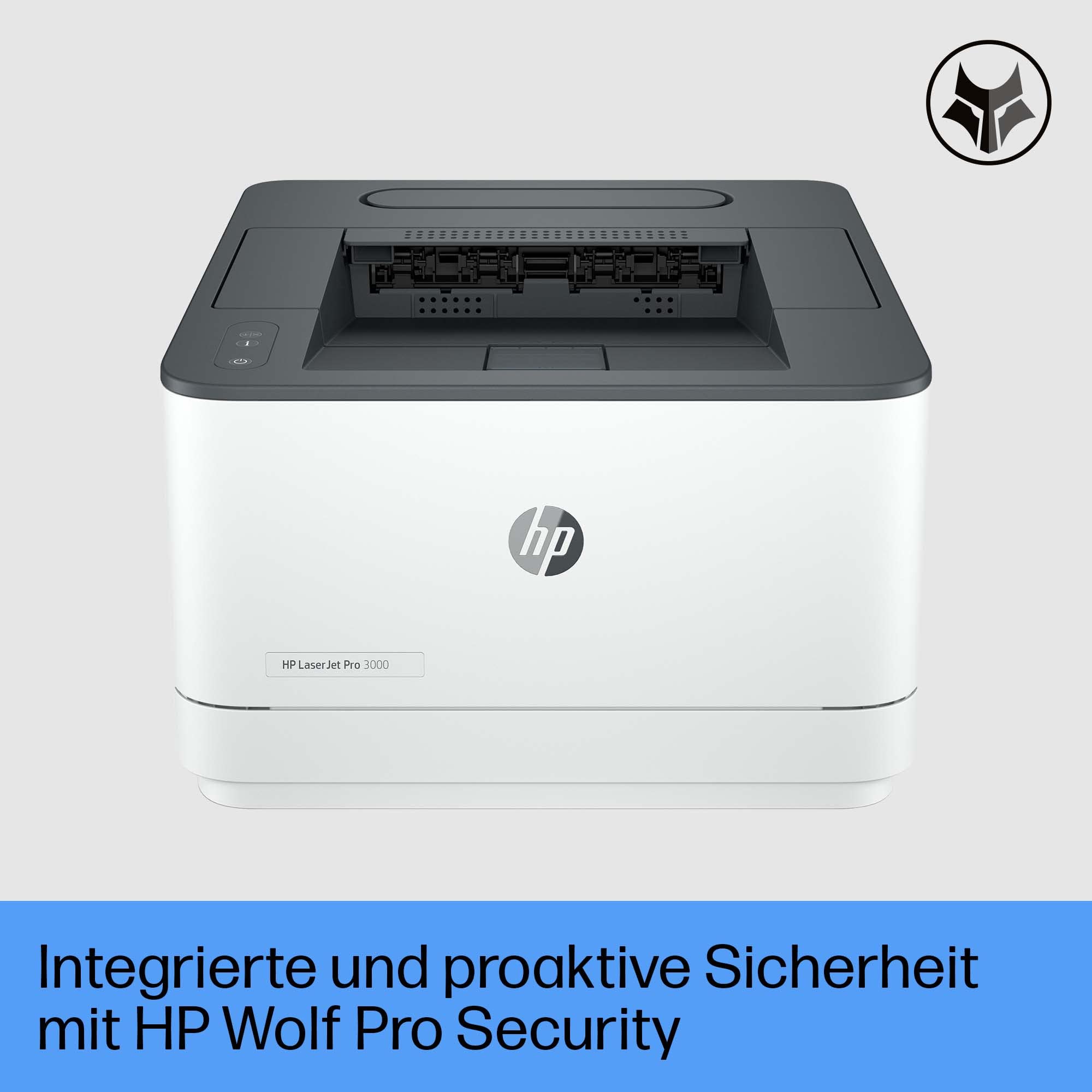 HP LaserJet Pro 3002dw Laserdrucker, Automatischer beidseitiger Druck, Bis zu 33 A4-Seiten pro Minute, Hi-Speed USB, WiFi, Ethernet, Bluetooth, Smart App, Wolf Pro Security
