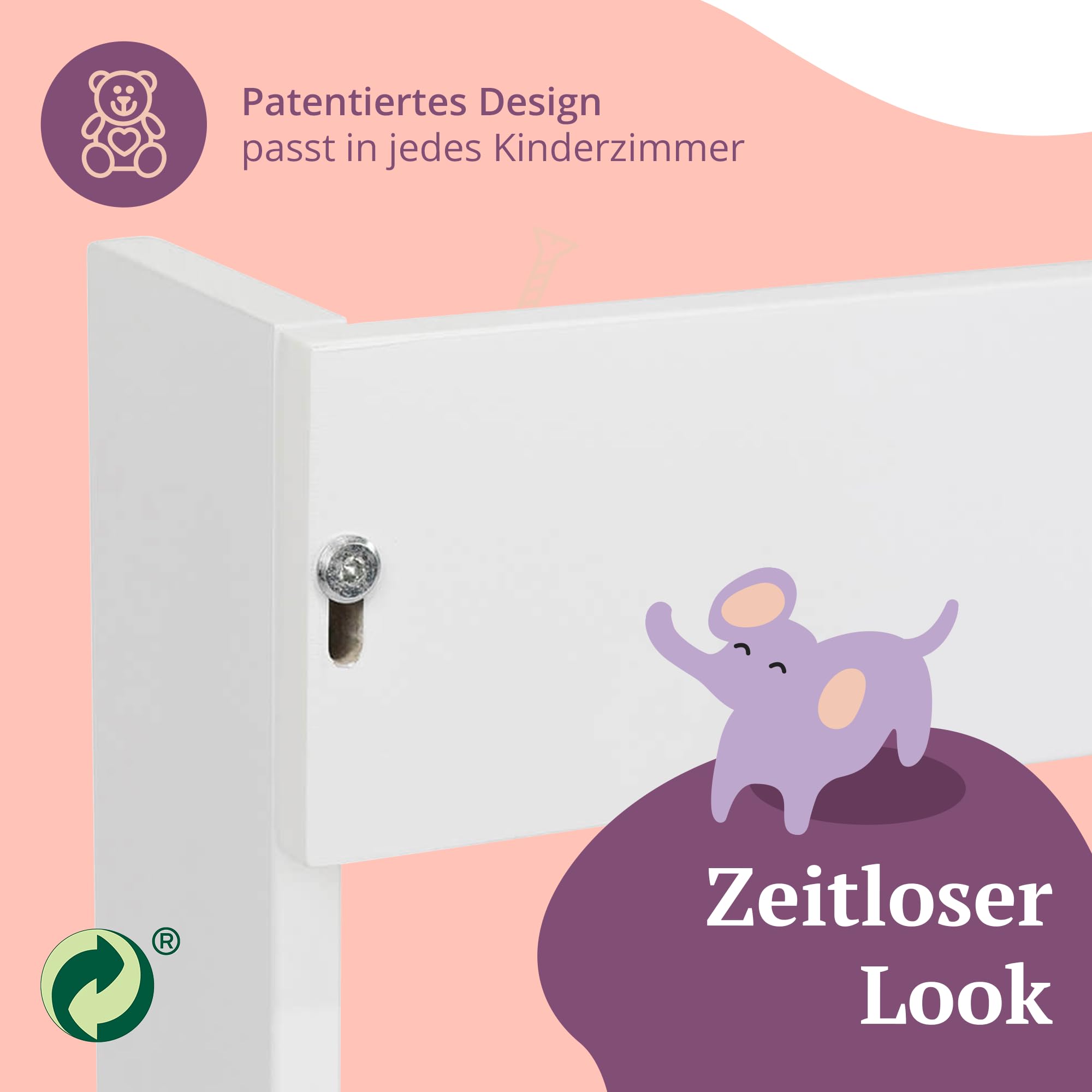 Puckdaddy® Espen | Wickelaufsatz passend für IKEA Malm Kommode u.Ä. | 80x78x10 cm | Wickelauflage aus weißem MDF-Holz | Premium Wickeltischaufsatz inkl. Montagematerial zur Wandmontage