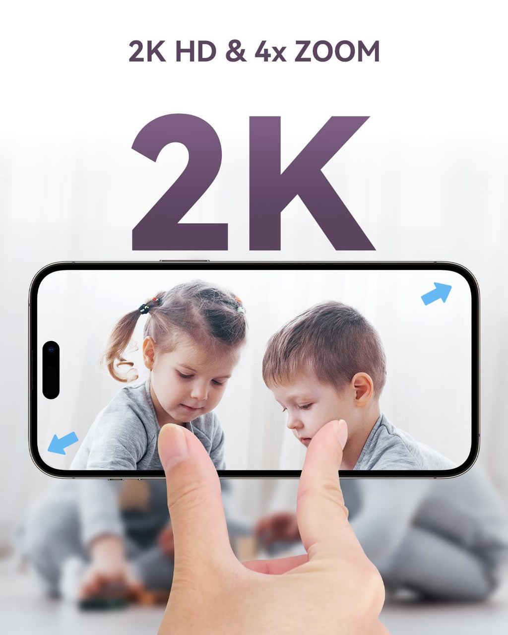 Comfyer 4 Split-Screen Smart Babyphone mit 2K Kamera, 5" HD Display WLAN Kamera Video Babyphone, IR-Nachtsicht, Automatische Verfolgung, Temp Anzeige, Bewegungs/Geräuscherkennung, App Steuern 5050mAh