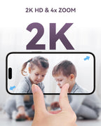 Comfyer 4 Split-Screen Smart Babyphone mit 2K Kamera, 5" HD Display WLAN Kamera Video Babyphone, IR-Nachtsicht, Automatische Verfolgung, Temp Anzeige, Bewegungs/Geräuscherkennung, App Steuern 5050mAh