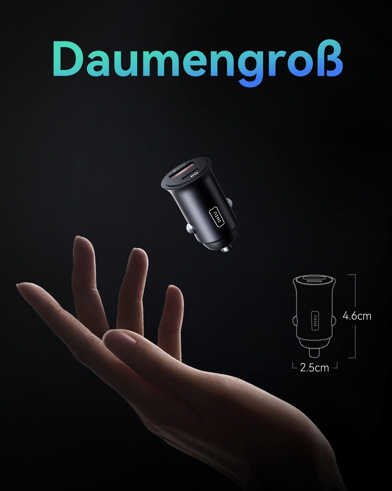 INIU Zigarettenanzünder, 12V USB C Adapter 60W Auto PD & QC 3.0 Kfz Ladegerät, Auto Ladegerät Adapter USB Zigarettenanzünder Verteiler Steckdose mit iPhone 16 15 14 13 Pro Max iPad Samsung S24 S23