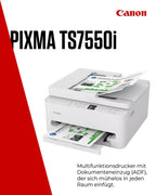 Canon PIXMA TS7550I - WLAN-Multifunktionsdrucker mit ADF, Papierkassette und Frontbedienung | Kabelloses Drucken vom Smartphone leicht gemacht PIXMA Print Plan kompatibel