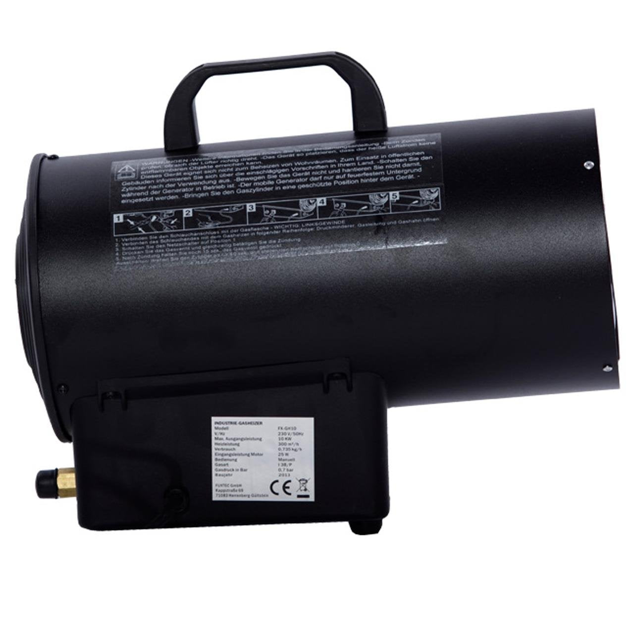FUXTEC FX-GH10 Innen Schwarz 10000 W Heizlüfter Ventilator (Lüfter, INNEN, Flur, Schwarz, 10000 W, Gas)