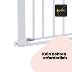 Safety 1st Flat Step Gate, Treppenschutzgitter ohne Bohren, 73–80 cm (max. 101 cm erweiterbar), Sehr Flache Türkante, Türschutzgitter "Bleibt Offen", Mit Einer Hand Öffnen, Montage ohne Bohren, Weiß