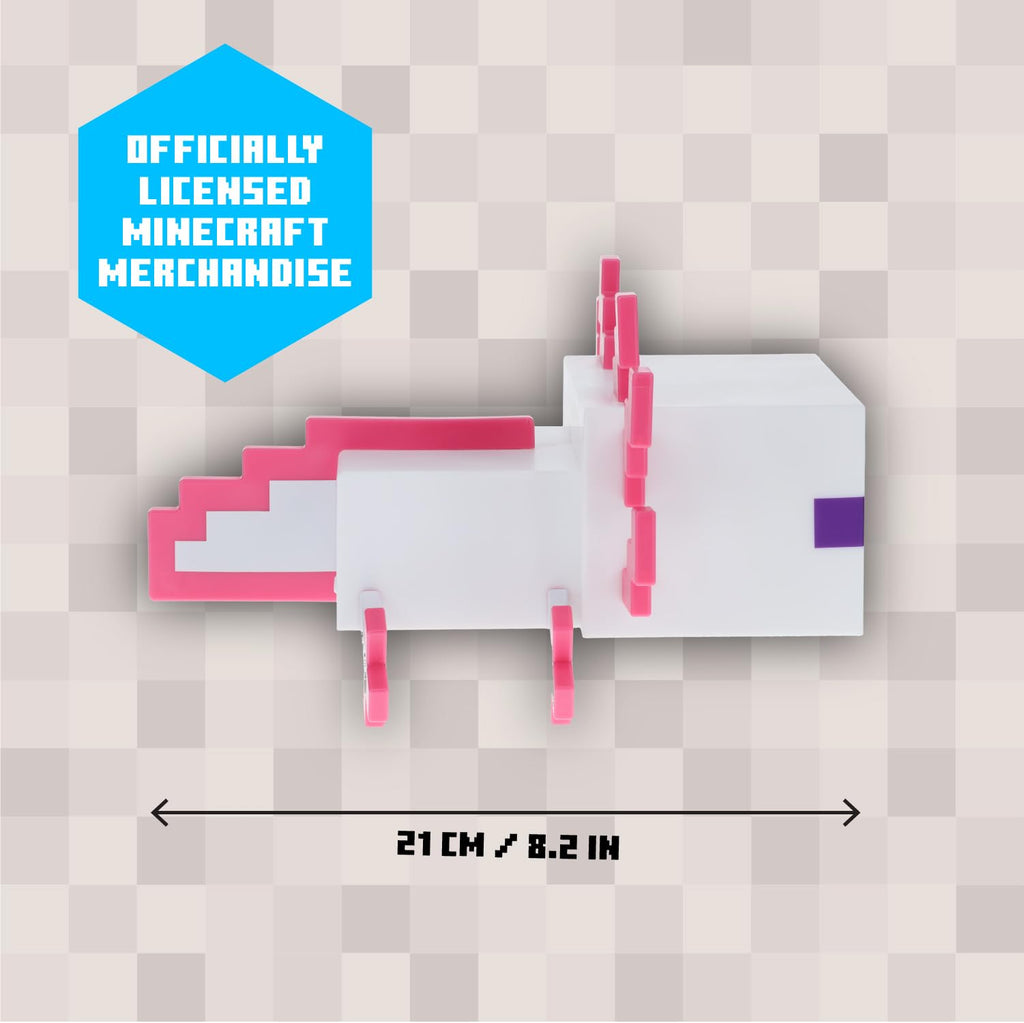 Minecraft Axolotl Lampe - Offiziell lizenziert, Fünf Farbmodi, Minecraft-Lampe für Gaming-Schreibtisch oder Nachttisch, Schlafzimmerdeko, Pink