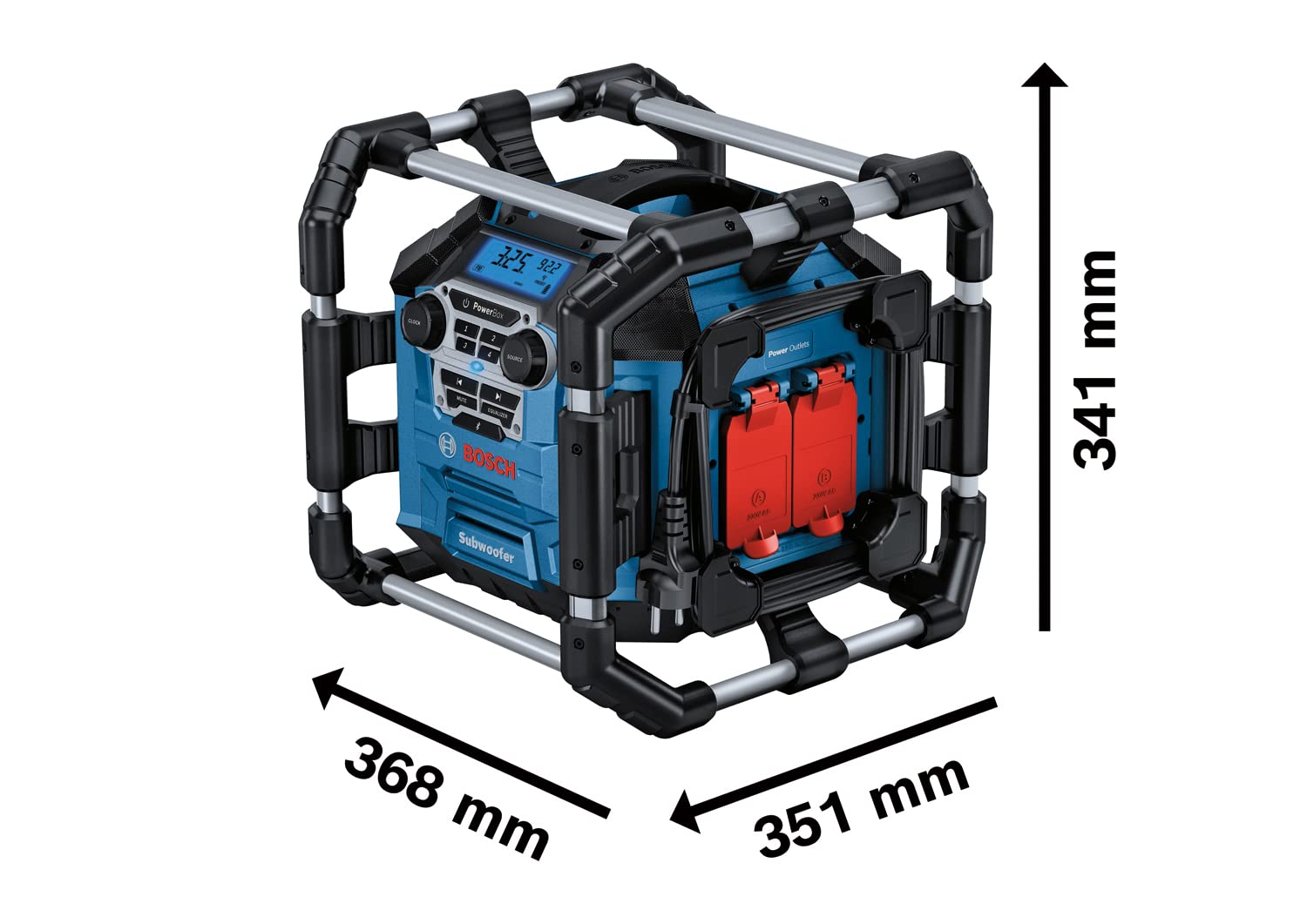 Bosch Professional 18V System Akku Baustellenradio GPB 18V-5 C (Empfang über Bluetooth, FM und AUX, inkl. 1x AUX Kabel, 2x 1.5 V LR6 Batterie (AA))