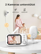 GHB Babyphone mit Kamera 3,5 Zoll Video Baby Monitor mit VOX Modus Nachtsicht Gegensprechfunktion Schlaflieder