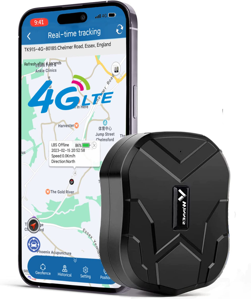 4G GPS Tracker Ohne ABO 10000mAh GPS Tracker Auto 120 Tage Standby Zeit, Echtzeit Zum Aktualisieren Der Position, Stark Magnetisch und Wasserdicht mit Kostenloser App