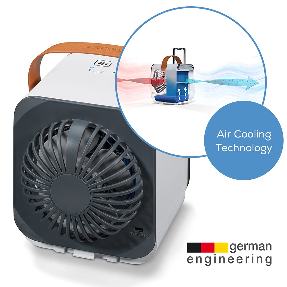 Beurer LV 50 Fresh Breeze Tischventilator/-kühler, handlich, portabel und modern, 2-in-1 Ventilator und Luftbefeuchter, ideal für's Büro, ohne chemische Zusätze, Tragbar, Einfach