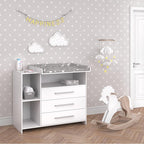 Vicco Wickelkommode Oskar, Wickelaufsatz für die Kommode, Weiß, 113 x 100 cm mit Schubladen