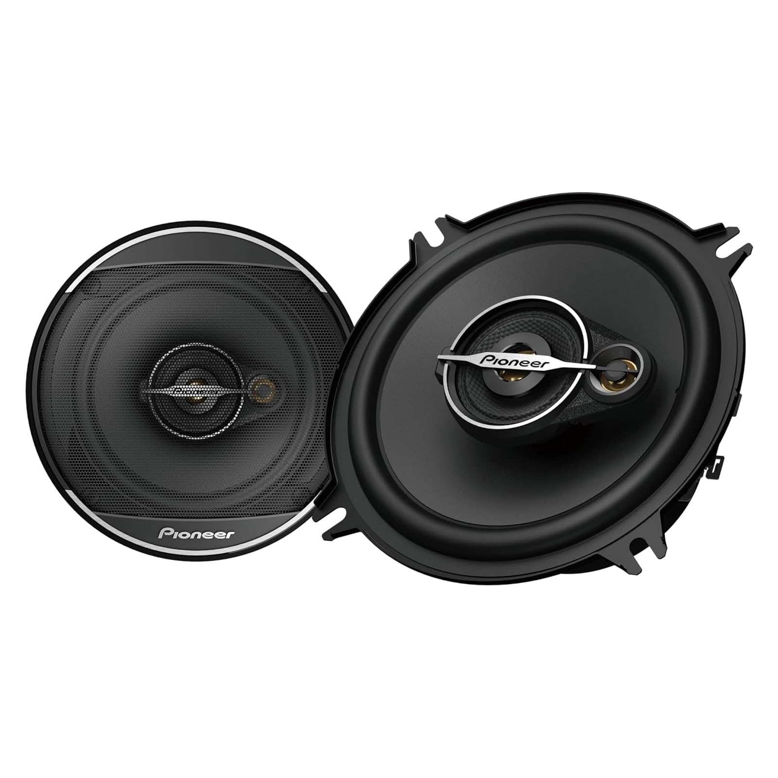 PIONEER TS-A1371F 13 cm 3-Weg-Koaxial-Lautsprecher Set mit 2 Lautsprechern (je 300 W max., 50 W Sinus), kraftvoller Klang, hoher Wirkungsgrad, 54 mm Einbautiefe, 121 mm Einbauausschnitt, mit Gitter