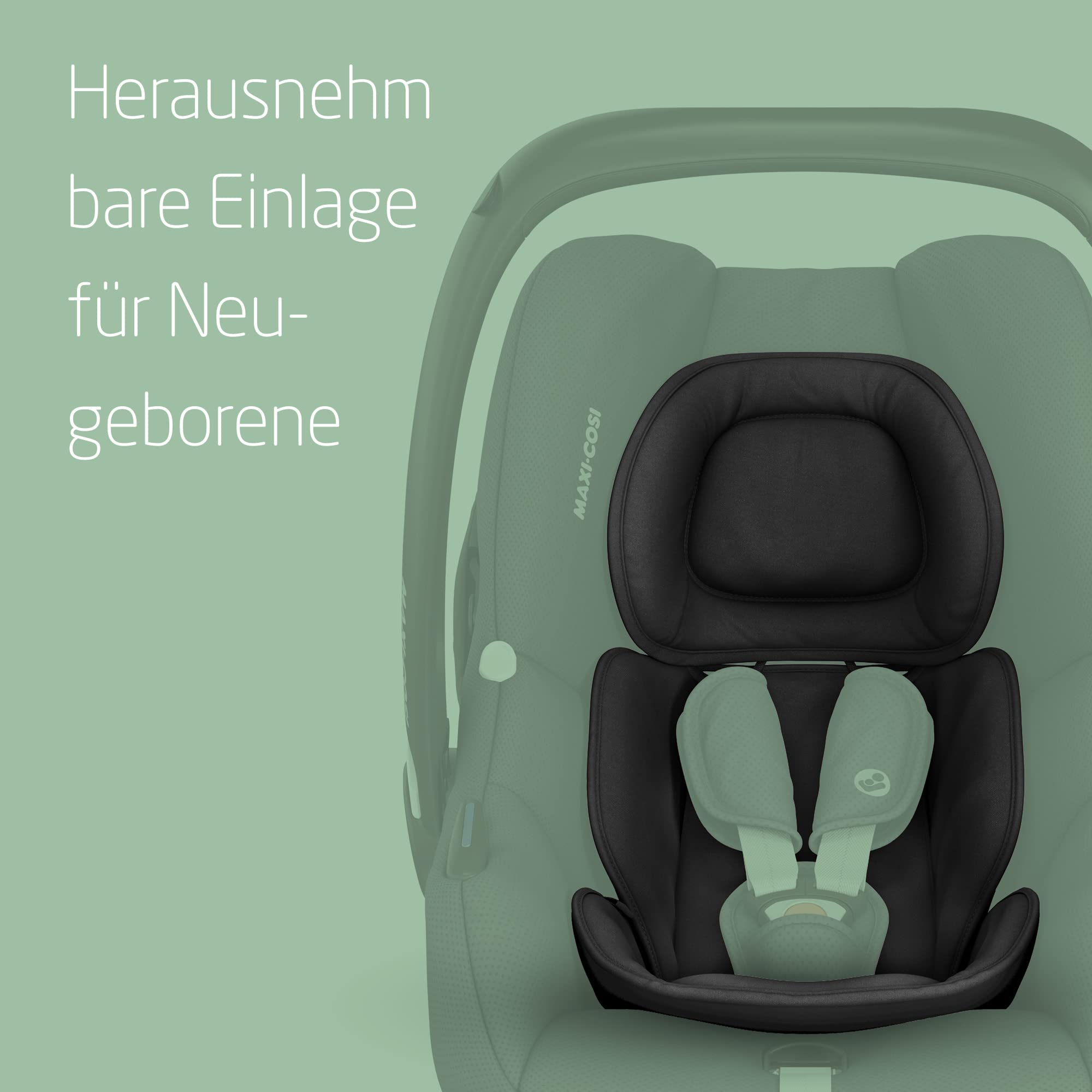 Maxi-Cosi CabrioFix i-Size, Babyschale, 0–12 Monate, max. 12 kg, leichter i-Size Kindersitz (3,2 kg), Sonnenverdeck, gepolsterter Sitz, für viele Maxi-Cosi Kinderwagen, Essential Black