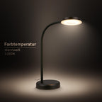 BRILONER - LED Schreibtischlampe mit Touch, dimmbar in Stufen, schwenkbar, Tischlampe, Lampe, Nachttischlampe, Tischleuchte, Home Office, Bürolampe, Leselicht, 32,5x13x40 cm, Schwarz