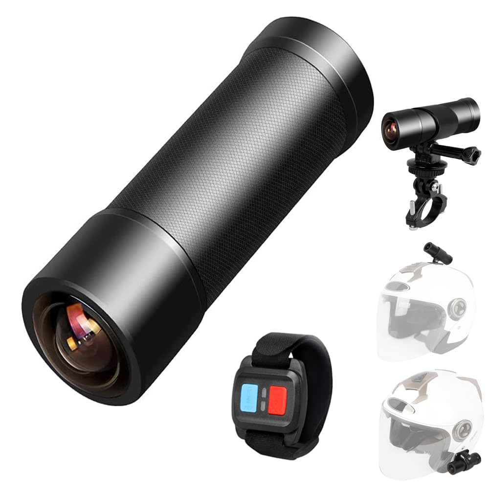 VSYSTO 2K Motorrad Fahrrad Helm Kamera, Tragbare WiFi wasserdichte Motorrad Dash Cam Action Cam, 170° Super Weitwinkel Nachtsicht SONYIMX335 Objektiv, WDR, G-Sensor, Loop Aufnahme (Black-K5X)