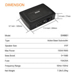 ISUDAR 9 Zoll schlanker Max 600W Subwoofer Aktiv Powered Untersitz-Auto Audio Subwoofer eingebautem Verstärker für Auto/LKW mit Fernbedienung niedrigen und hohen Eingangspegeln, Schwarz