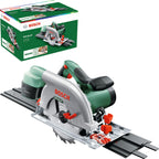 Bosch Kreissäge PKS 66 AF (Präzises Sägen in Holz, 1600 Watt; max. Schnitttiefe 66 mm; 3 tlg. Führungsschienenset)