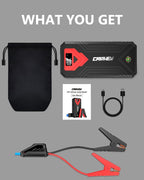 CARHEV Starthilfe Powerbank für pkw, 4000A Auto Starthilfe Powerbank (Bis Zu 8,0L Benzin Oder 8,0L Diesel), 12V Jump Starter Powerbank mit USB Schnellladung und LED Taschenlampe