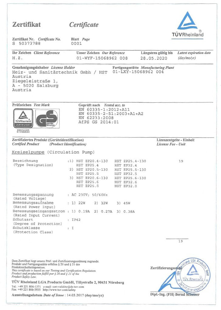 HST | Hocheffiziente Heizungspumpe | Umwälzpumpe | HST EP 25-60/180 mm | 6 Meter Förderhöhe