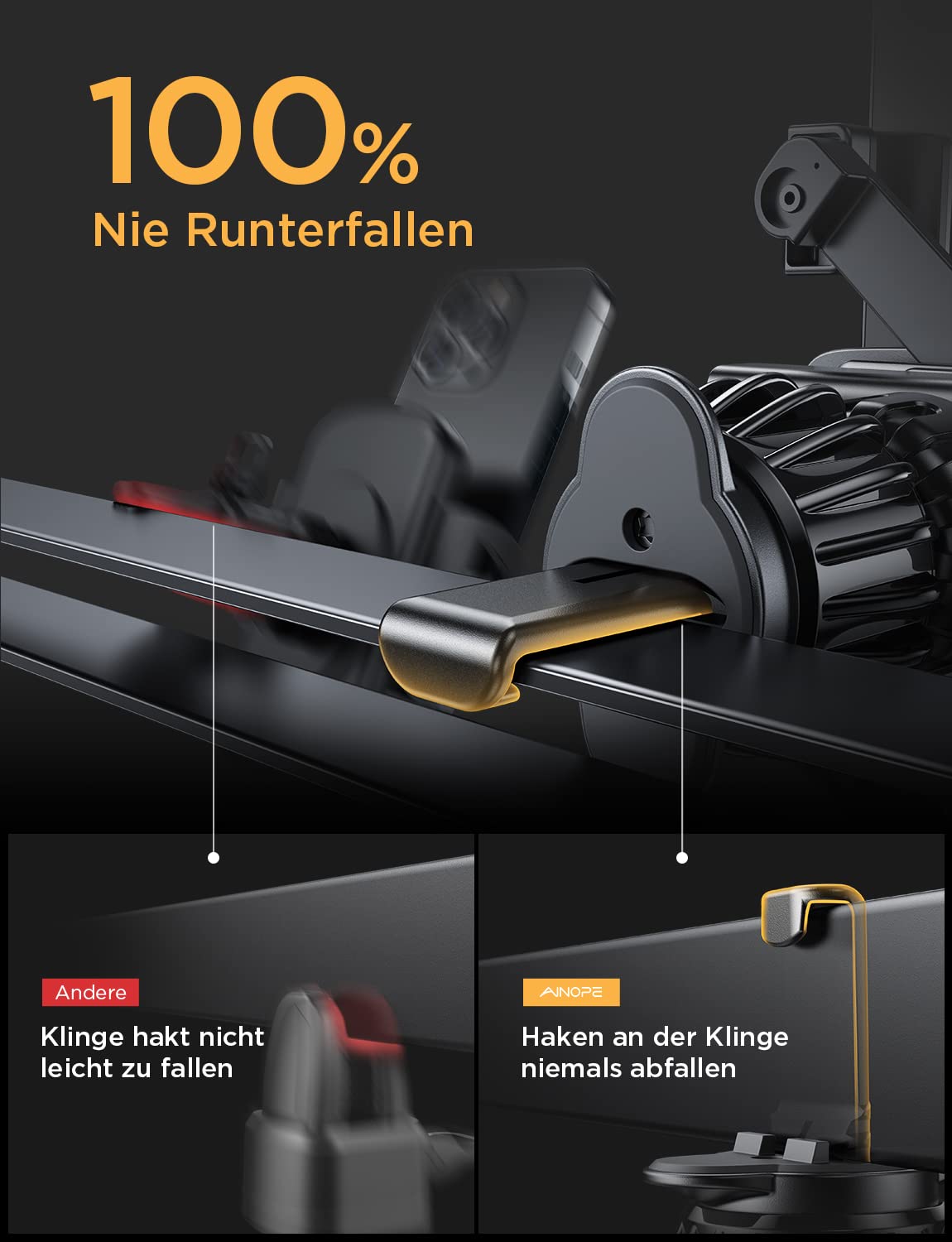 AINOPE Handyhalterung Auto Lüftung - [Schwerkraft-Design] [Einhandbedienung] Handy Halterung Auto, 2025 Autohalterung Auto Zubehör Für iPhone 16 e 15 14 13 12 11 Pro Max XR, Smartphone mit Hülle