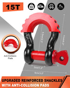 MAIKEHIGH Abschleppseil 15 Tonnen (33,700 Lbs), 6M x 7,6cm Abschleppgurt mit 2 Verbesserten Schäkeln Haken, 2 Handschuhen für Auto, LKW, SUV, Offroad (Orange)