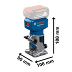 Bosch Professional 18V System Akku-Kantenfräse GLF 18V-8 (inkl. Parallelanschl., Saugadapter Oberflächenfr. & Kantenfr., Rollenführung bündiges Schneiden, 8mm-Spannz., Spannschl., o. Akku/Ladeger.)