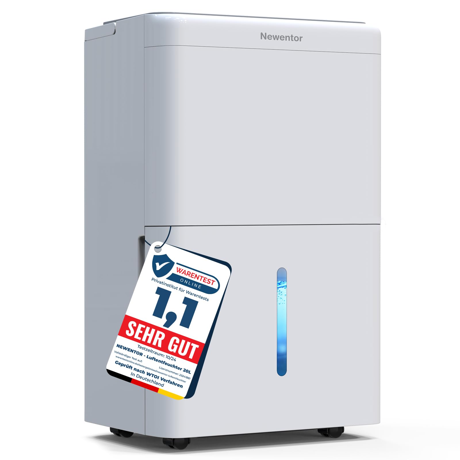 Newentor Luftentfeuchter elektrisch 30L, Entfeuchter elektrisch keller, Raumentfeuchter elektrisch, Dehumidifiers for home für 245m³/90m², mit Timer, Filter, Ablaufschlauch, 10 J. Gar.