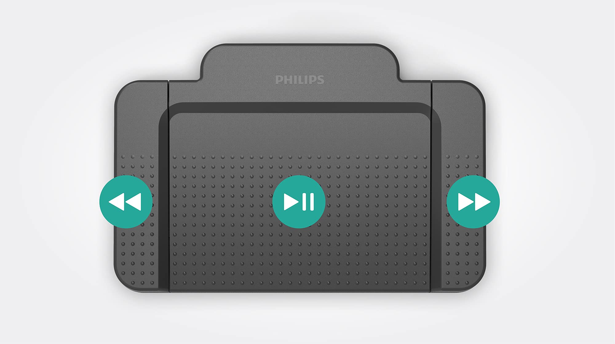 Philips ACC2320 USB-Fußschalter, 3 Pedal-Design Schnellvorlauf, Wiedergabe, Schnellrücklauf, CD mit Treibern und Konfigurationssoftware Anthrazit