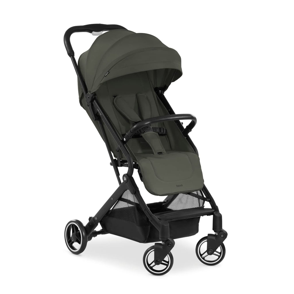 hauck Travel N Care, Dark Olive - Reise Buggy für Kinder ab Geburt bis 22 kg - mit Liegefunktion - Leicht 6,9 kg & Kompakt - Klein Zusammenklappbar - UPF 50+ - EVA Räder - Korb bis 3 kg