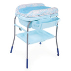Chicco Cuddle & Bubble Badewanne Wickeltisch Neugeborenen Ergonomisch mit Matratze und Weichem Reduzierer, Höhenverstellbar, Kompakte Verschluss, Eltern Organizer 2 Räder, Max 11kg, Ocean