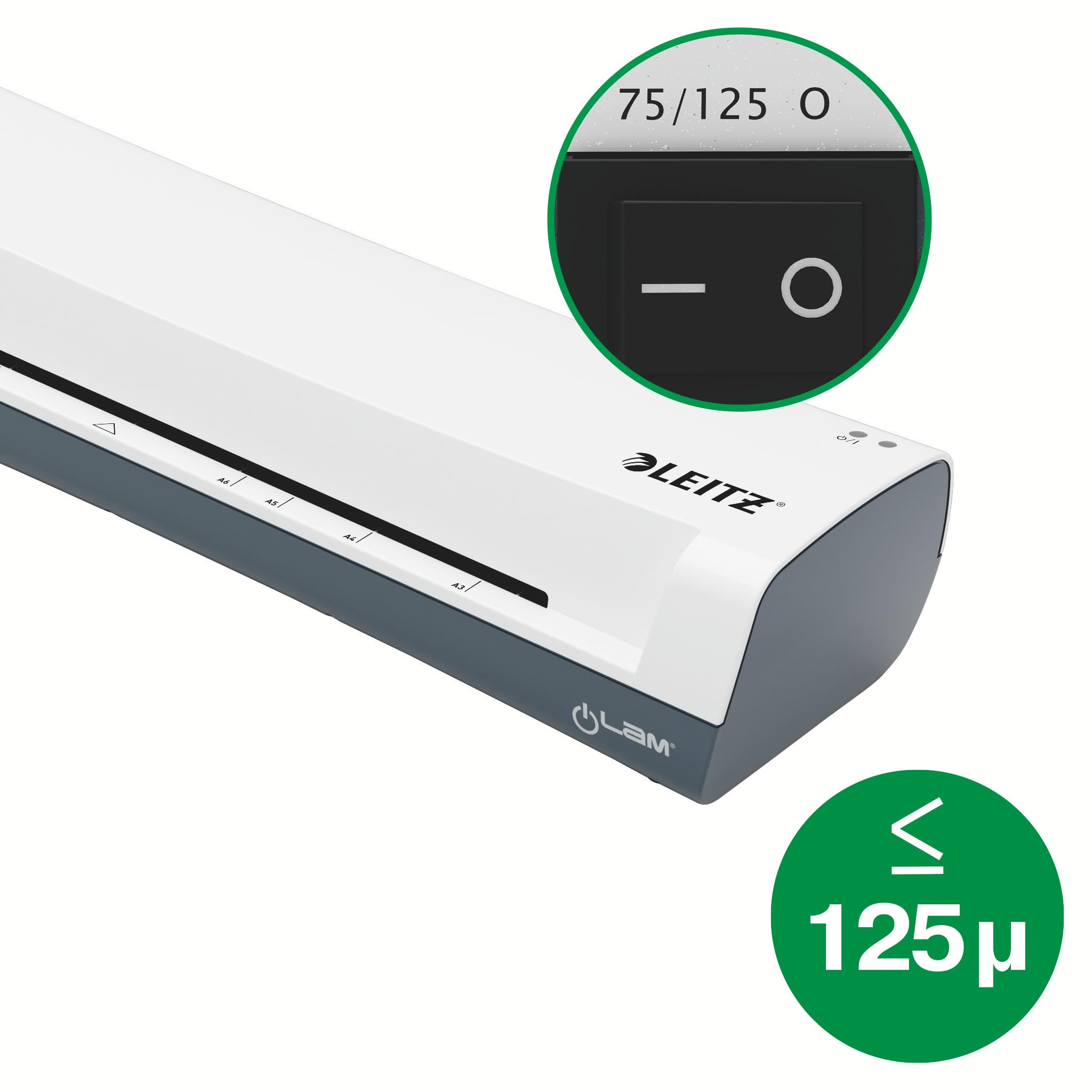 Leitz Set iLAM Home A4 Laminiergerät + Heißlaminierfolien A4 80 mic im 100er Pack, Laminiergerät für 75 bis 125 mic Laminierfolien, 3 Min. Aufwärmzeit, Weiß, Ideal für Home Office & Schule, 74200000