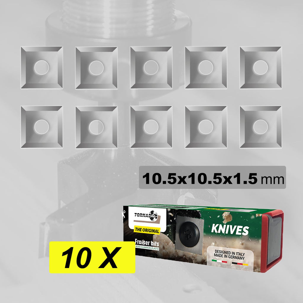 Fraiser Hartmetall-Wendeplatten (HM/Widia) für Planfräser Tornado – 10 Stück (10,5x10,5 mm)