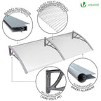 VOUNOT Vordach für Haustür 200 x 80 cm, Überdachung Haustür aus Aluminium und Polycarbonat, Transparentes Pultbogenvordach, Pultvordach, Grau