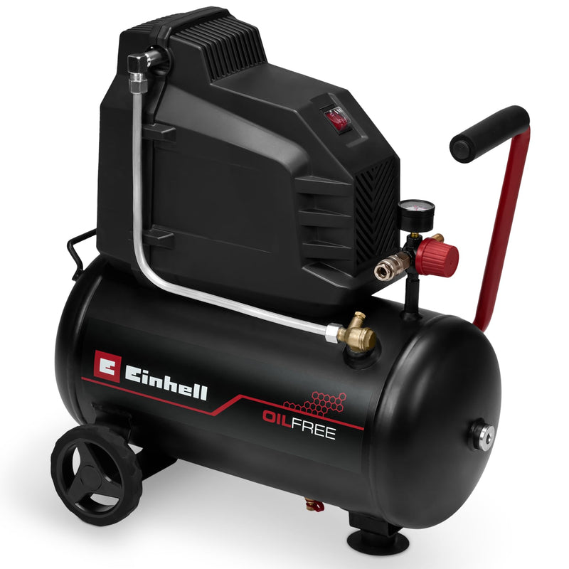 Einhell Kompressor TC-AC 190/24/8 I OF (1100 Watt, max. 8 bar, 24-Liter-Tank, 190 l/min Ansaugleistung, ölfrei, wartungsarm, Manometer, Druckminderer)