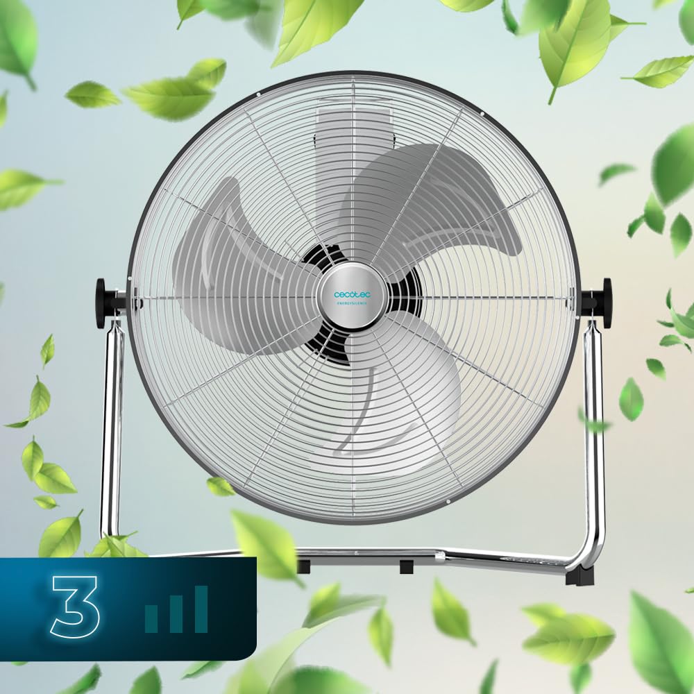 Cecotec Industrie-Ventilator EnergySilence 4300 Pro, 110 W, 3 Metallklingen 18" (45 cm), 3 Geschwindigkeiten, Kupfermotor, Einstellbare Neigung, Verchromte Oberfläche