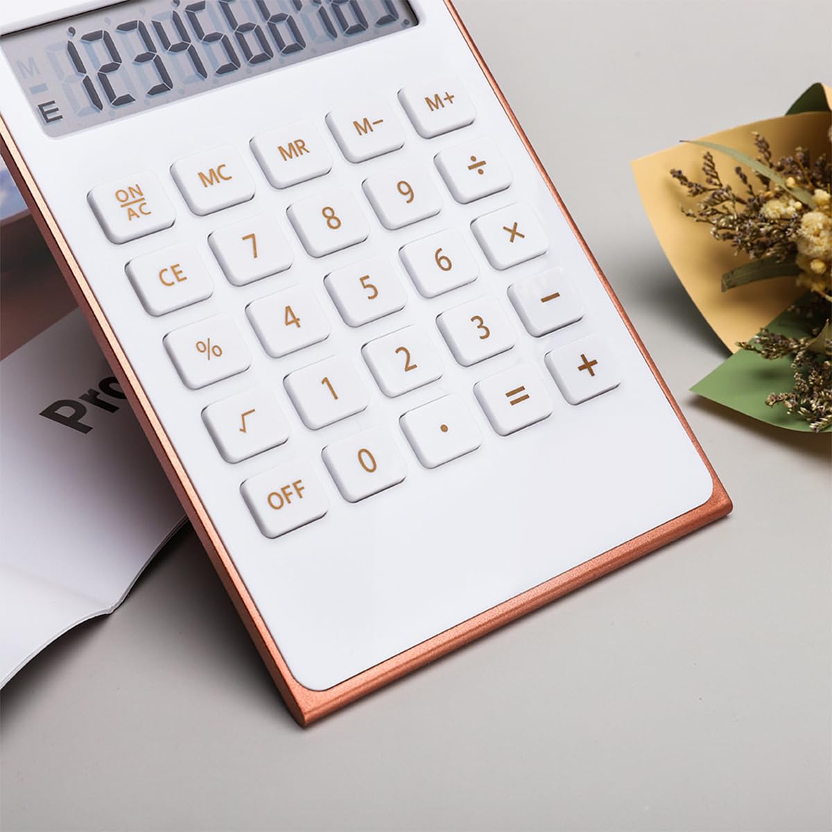 Leoyee Taschenrechner, ultradünnes und Elegantes Neigungsdesign, Dual-Power-Desktop-Rechner, Büro/Heimelektronik, Solarenergie, Neigungs LCD Display, 10 stellig