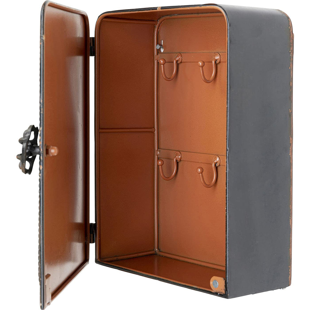 Kare Design Schlüsselkasten Safe, Schwarz, Schrank, Vintage Safe, mit 6 Haken, Stahl, Klein, 31x24x13 cm (H/B/T)